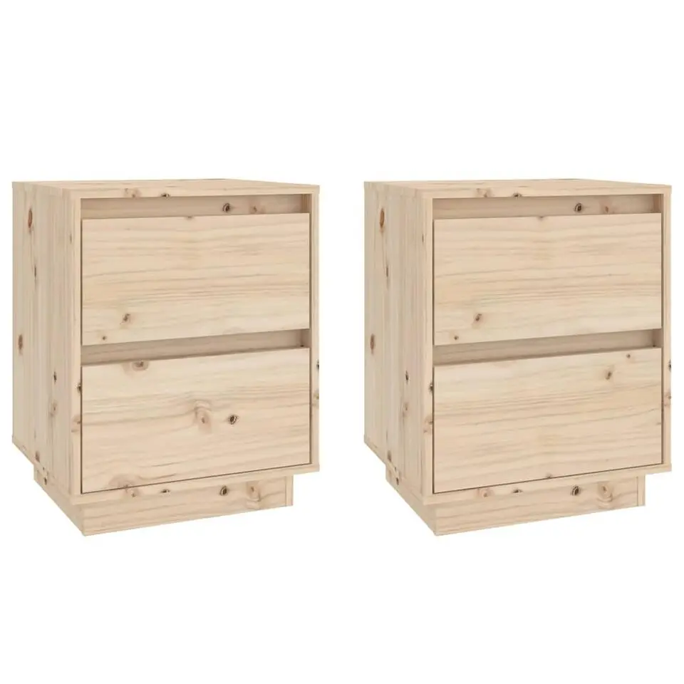 vidaXL - Nachtkastje - Bruin - Grenenhout - 2 stuks