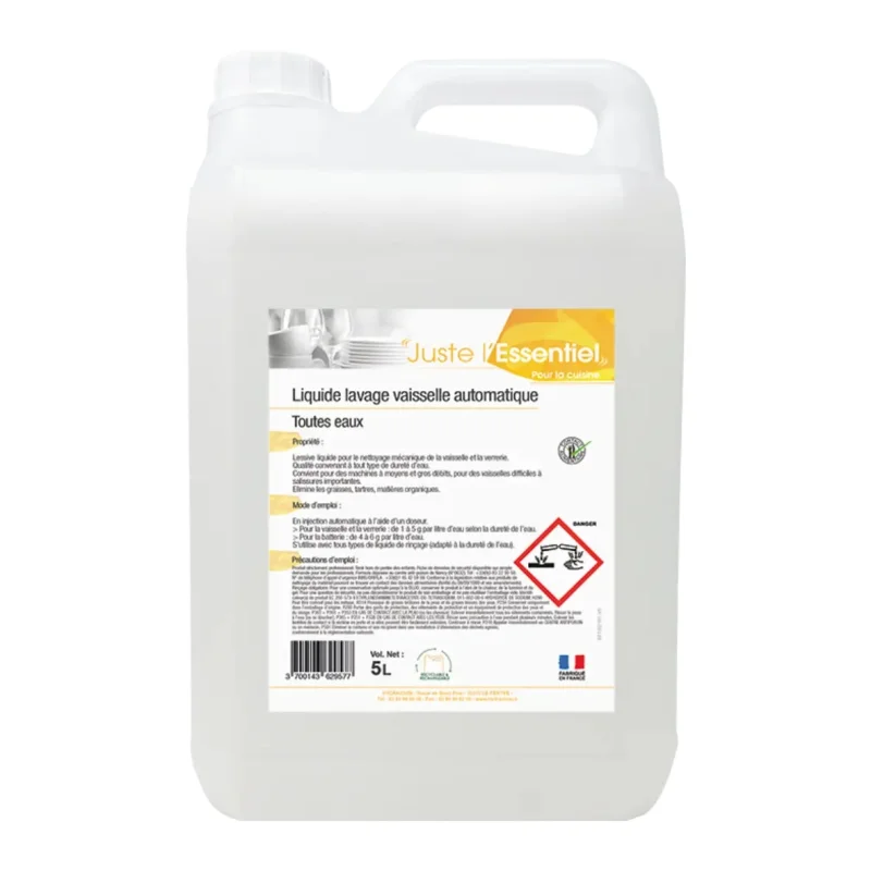 LES ESSENTIELS - Liquide lave-vaisselle spécial toutes eaux - 5L