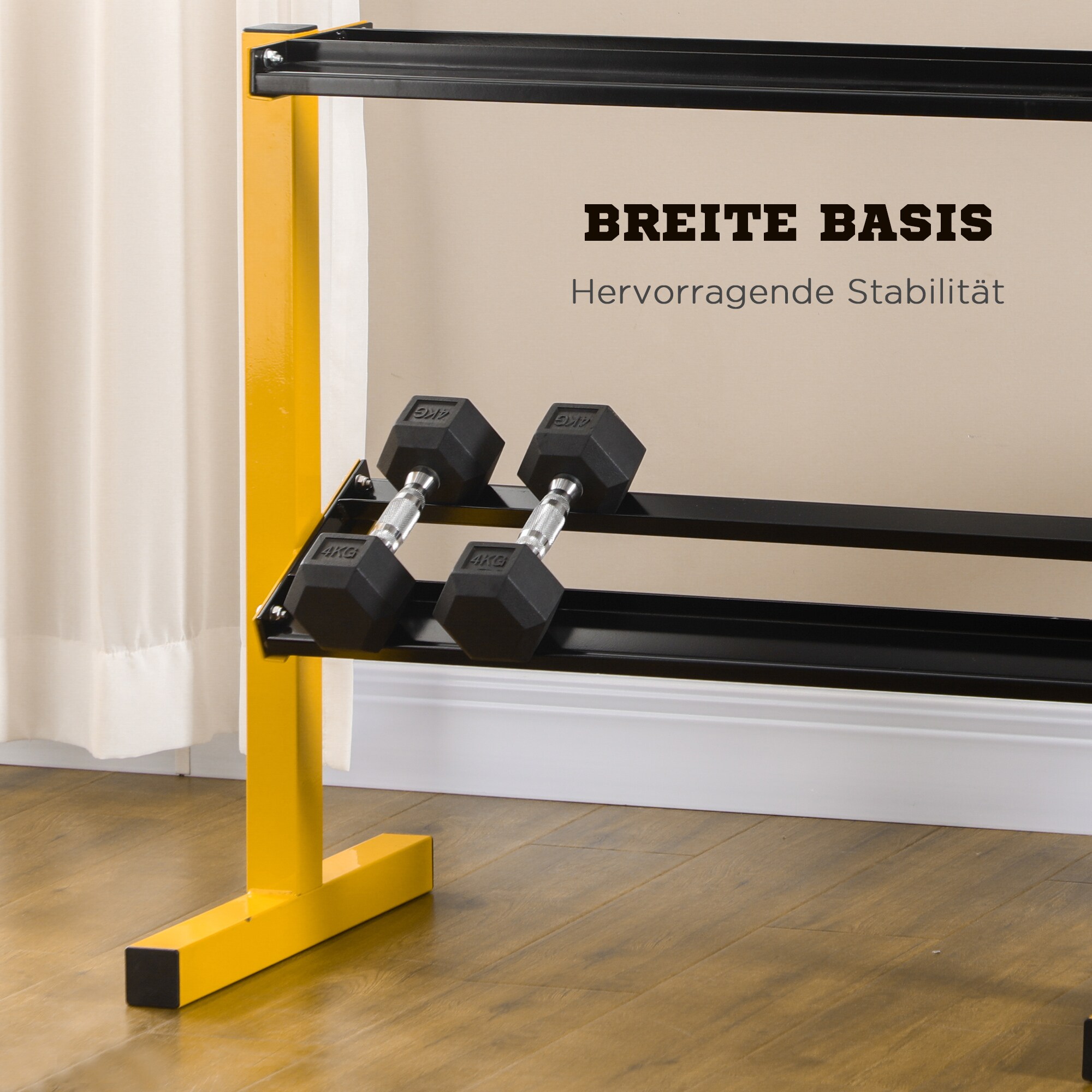 SPORTNOW Hantelständer mit 2 Stufen schwarz, gelb 92,5L x 50,5B x 80,5H cm
