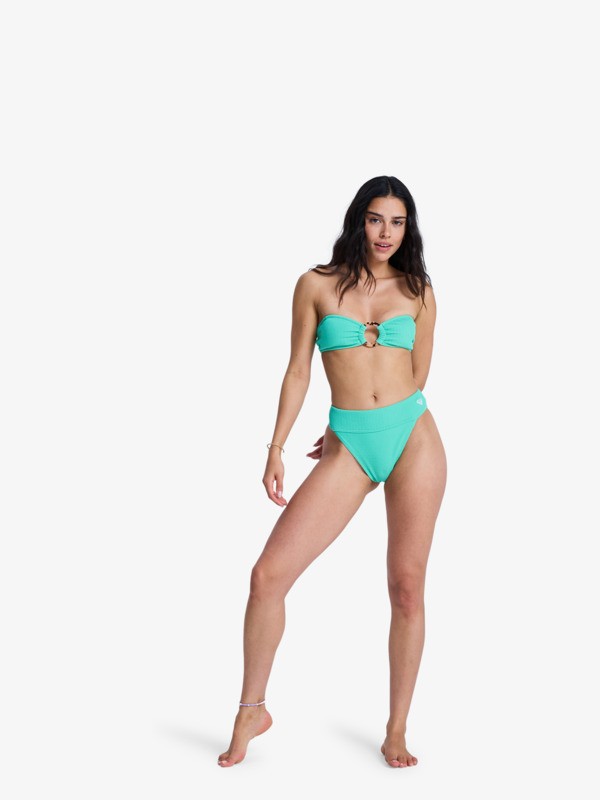 Roxy Sunshine Moderate High Leg Bas de bikini taille haute Vert Femme