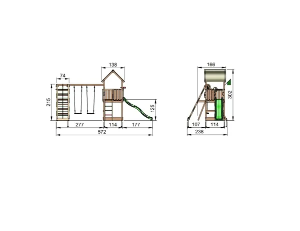 Jungle Gym Club legetårn komplet inkl. climb module xtra og rutschebane (804-284NCX)
