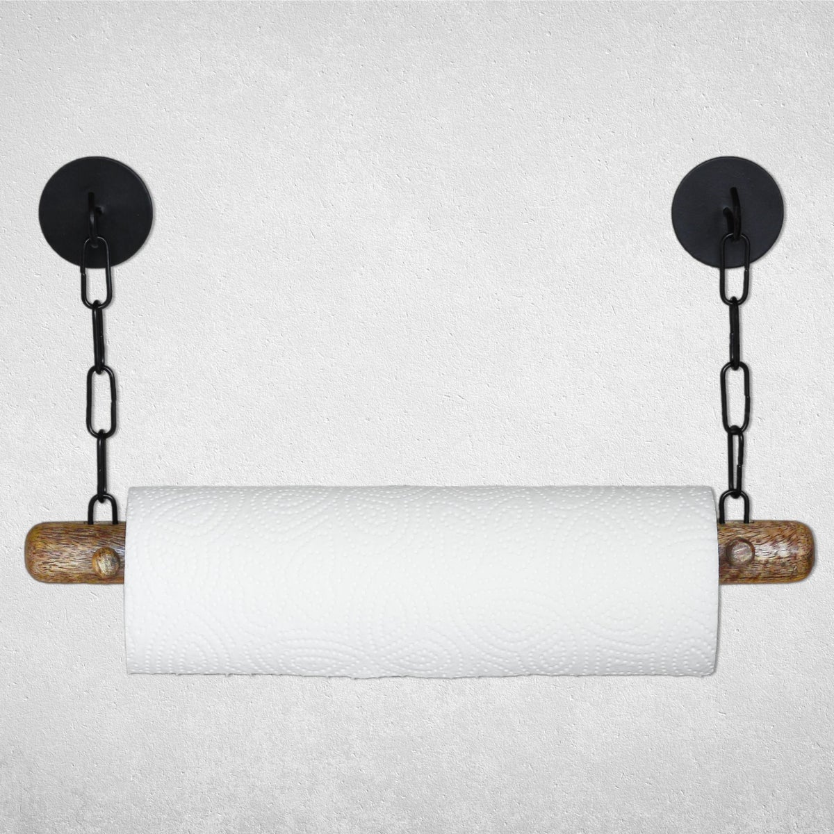 DEKAZIA® Houten Keukenrolhouder | Keukenrolhouder zonder boren, Wandmontage Keukenrolhouder, Keukenrolhouder, Keukenrolhouder, Papierrolhouder, Taartrolhouder, Wandmontage Rolhouder, Mango Zwart