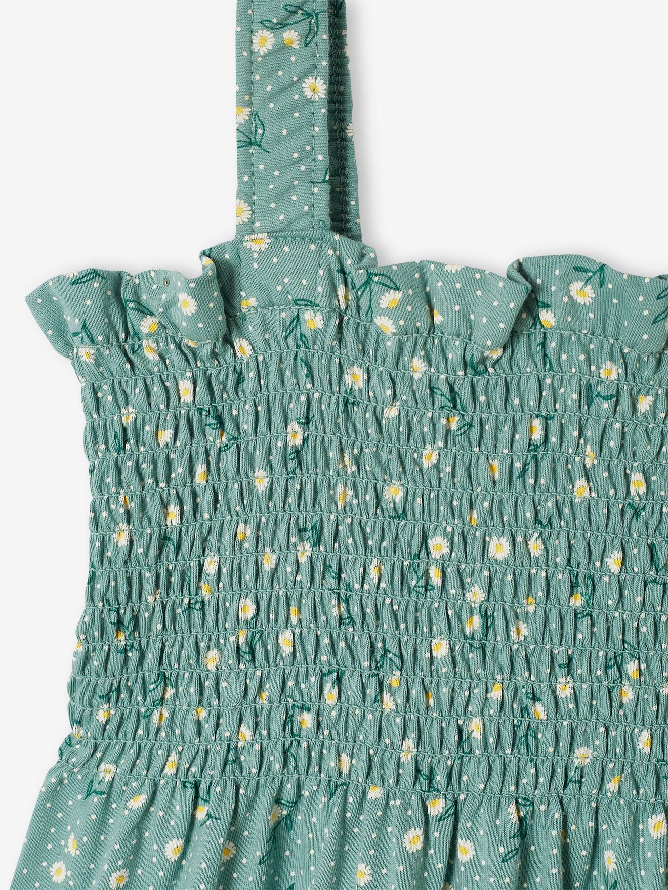 Vestido verde esmeralda com bata e suspensórios para meninas