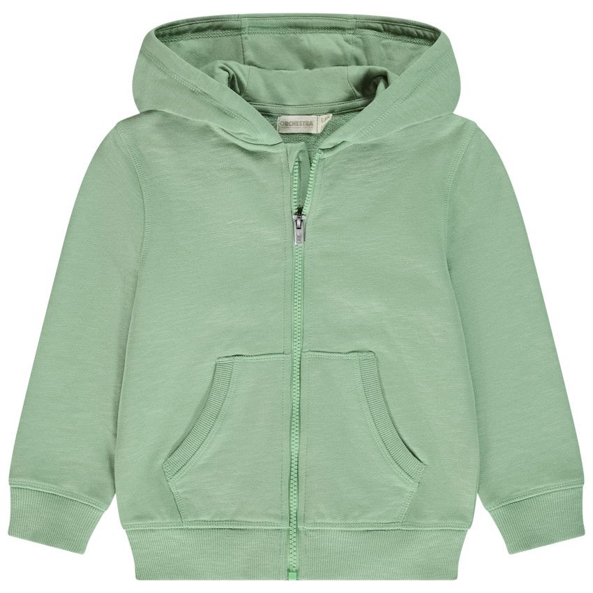Gilet à capuche en molleton uni pour garçon - Vert
