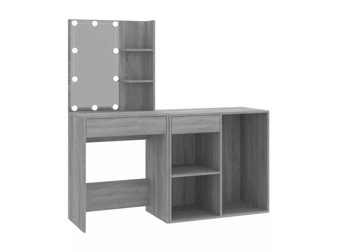 Coiffeuse à LED avec armoire Sonoma gris Bois d'ingénierie