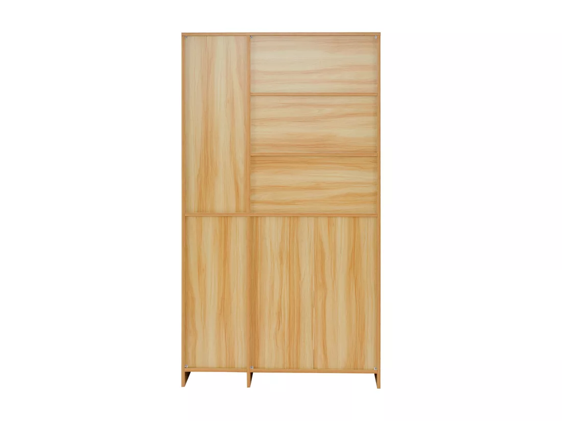 Vitrine avec 3 portes et étagères réglables - panneaux de particules - Naturel & Blanc