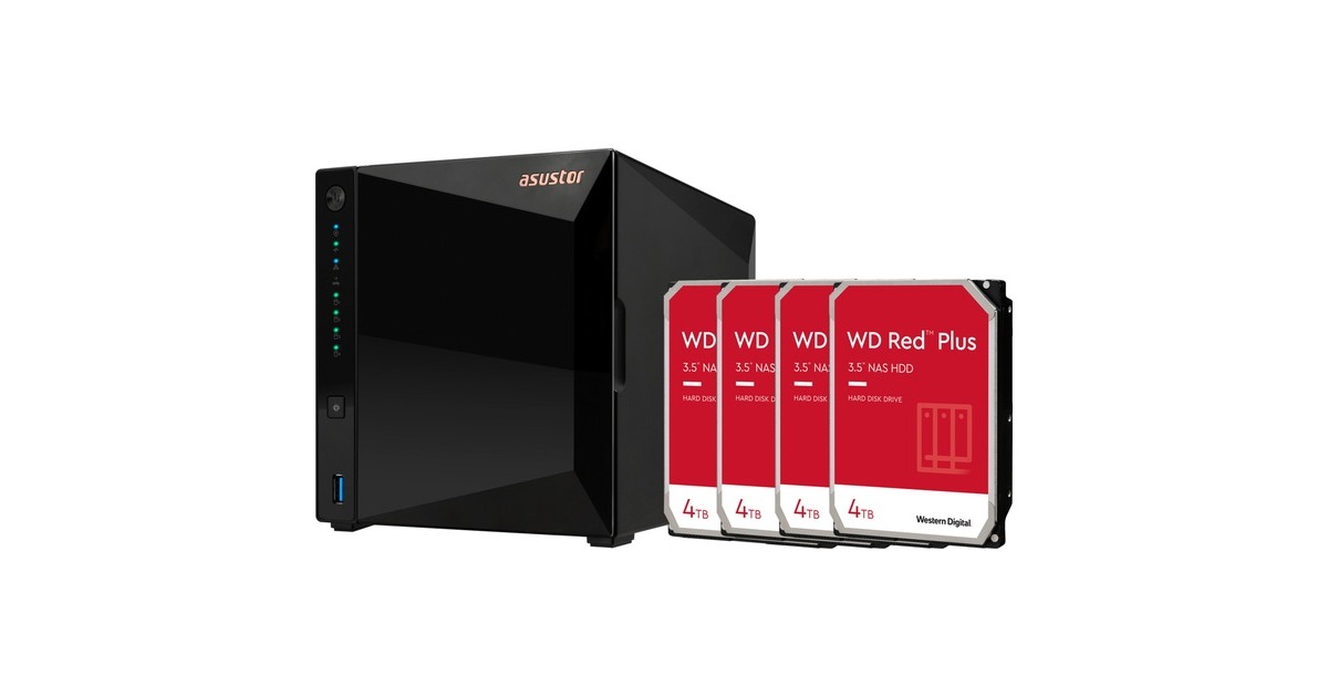 AsustorDrivestor 4 Pro Gen2 incl. 4x WD Red Plus 4 TB harde schijf nas  (Zwart, LAN, USB)