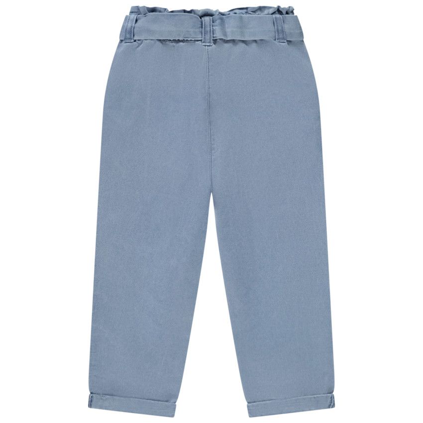 Pantalon en toile avec ceinture à nouer pour bébé fille - Bleu