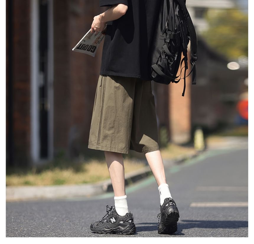 Nightbell - Effen shorts met trekkoord in de taille en plooien