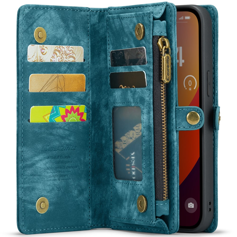 iPhone 16 Pro Max 2in1 Leder Tasche   Magnet Hardcase Karten Etui - Blau