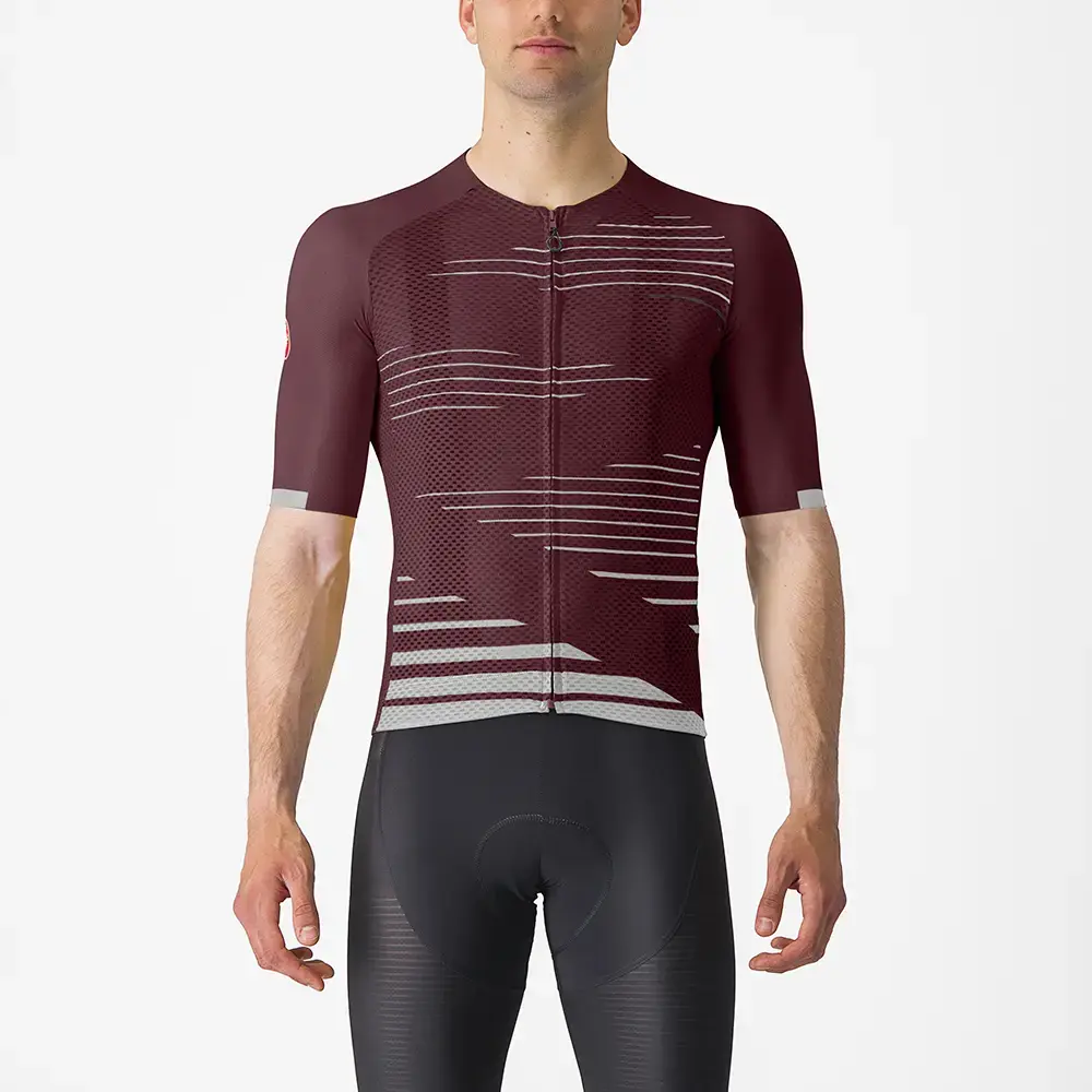 Castelli Climber's 4.0 Fietsshirt Korte Mouwen Donkerrood/Zilver Heren
