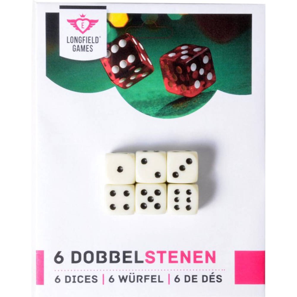 Longfield Games dobbelstenen doosje - 6 stuks