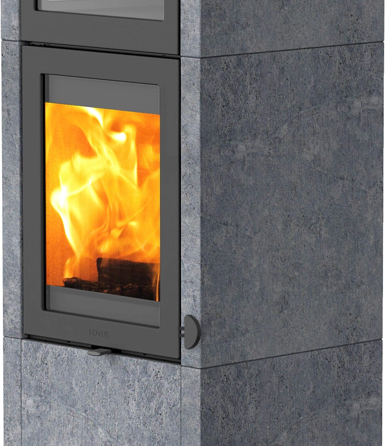 Lotus KS3462 QM40 Kaminofen Speckstein/Tür Grau mit Backfach, Rauchabgang oben/A+