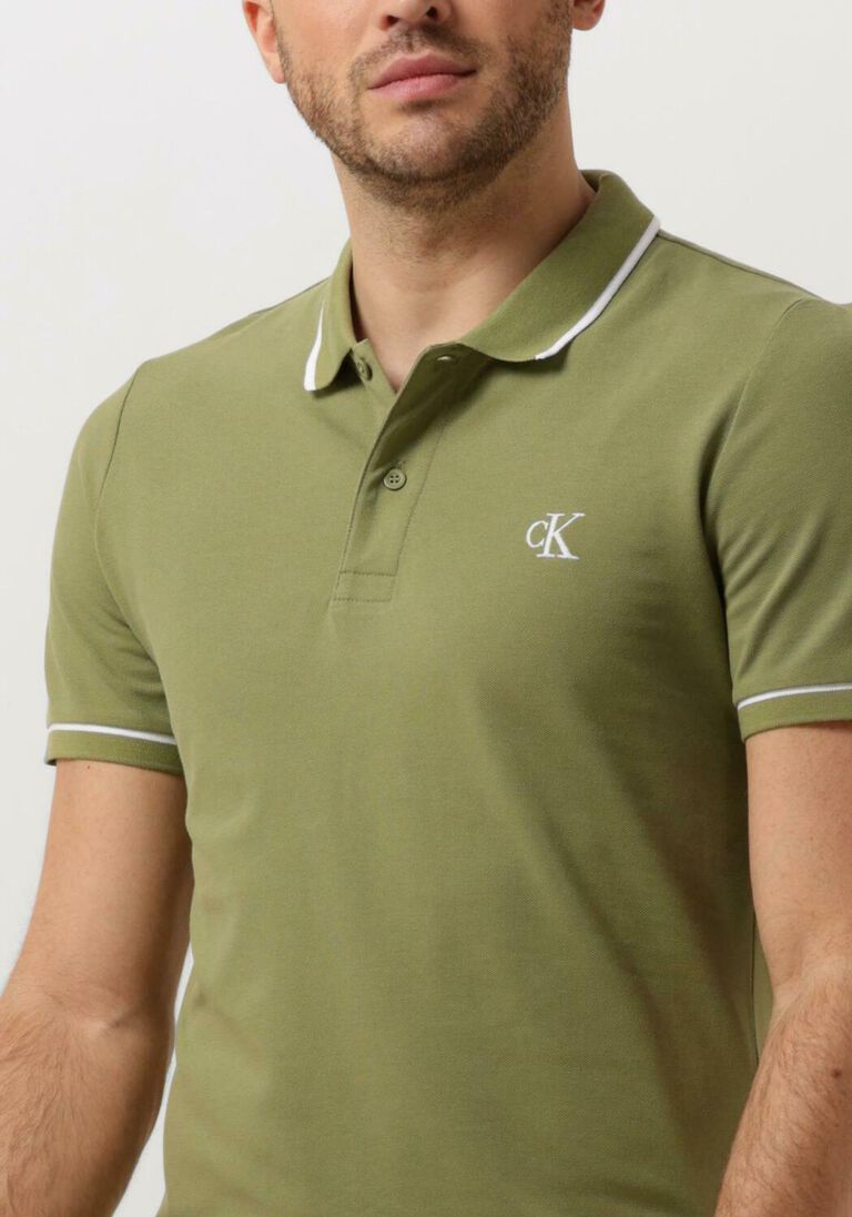 CALVIN KLEIN groene calvin klein polo tipping slim polo
