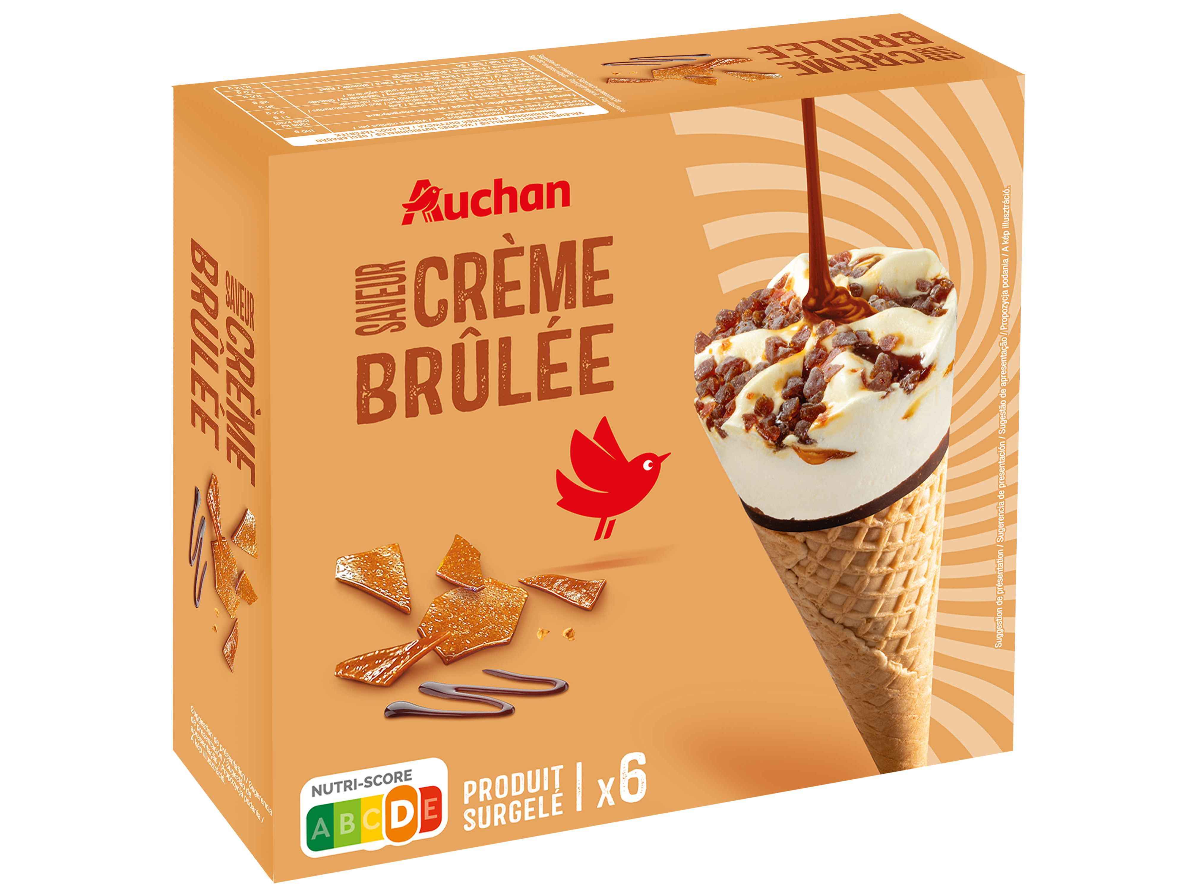 GELADO CONE AUCHAN CRÈME BRÛLÉE 6X120ML
