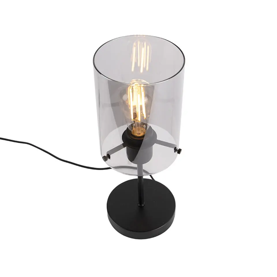 Qazqa tafellampen dome zwart e27