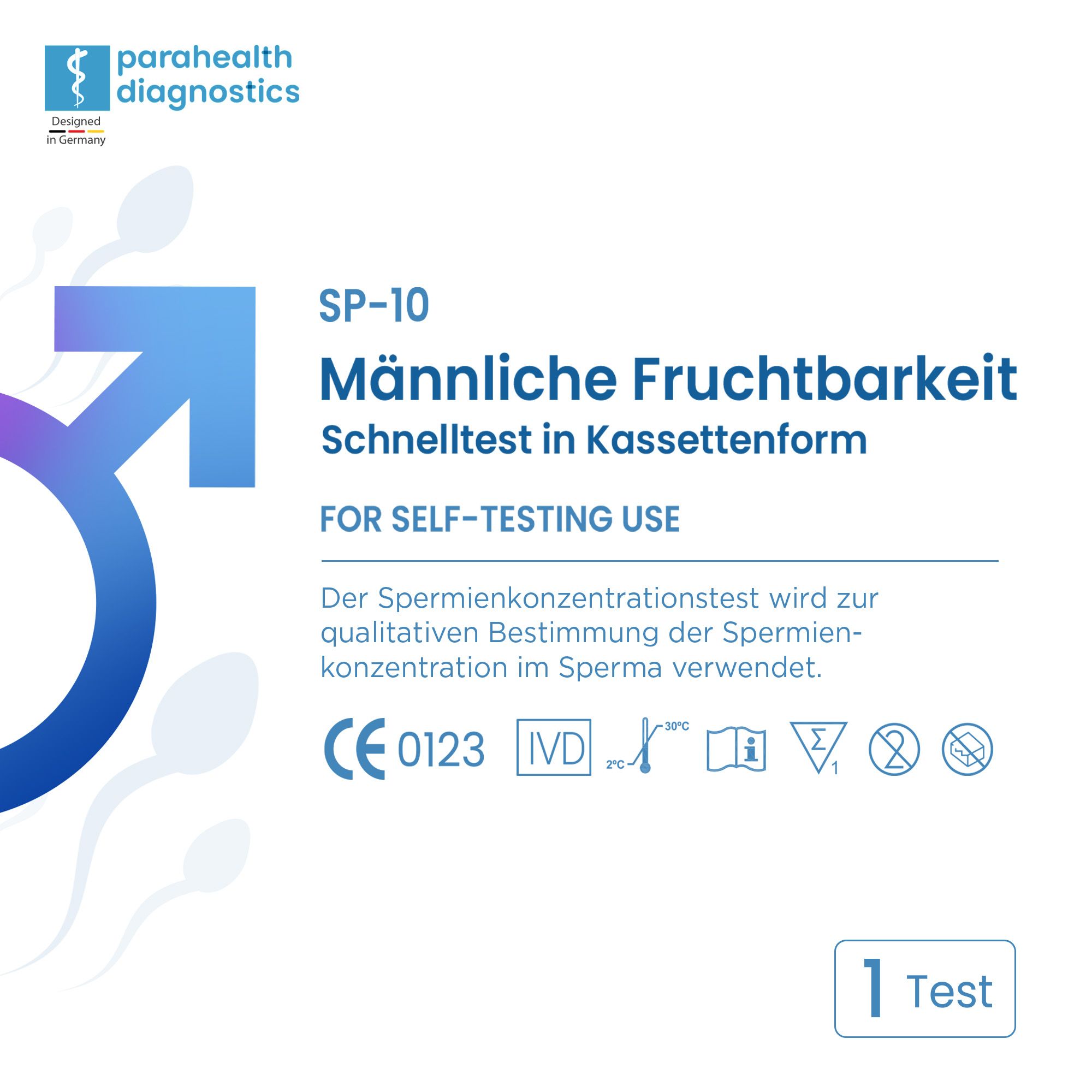 parahealth diagnostics Schnelltest für männliche Fruchtbarkeit, Spermatest