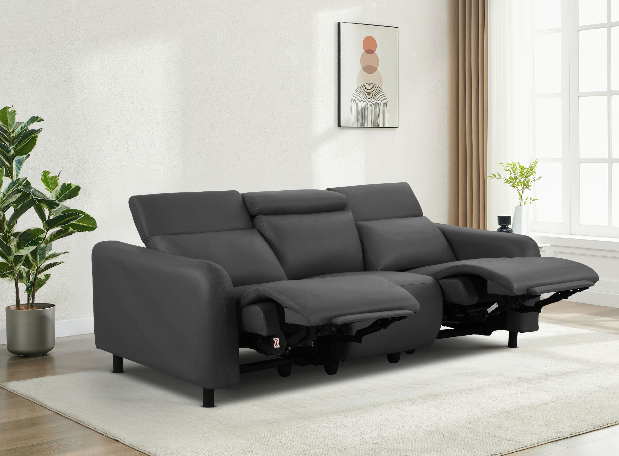 Home affaire 3-Sitzer »SKAANE Lederoptik, 229 cm, manuelle-u. elektrische Relaxfunktion« Relax-Funktion in 2 Sitzen, Kopfteilverstellung, Federkernpolsterung