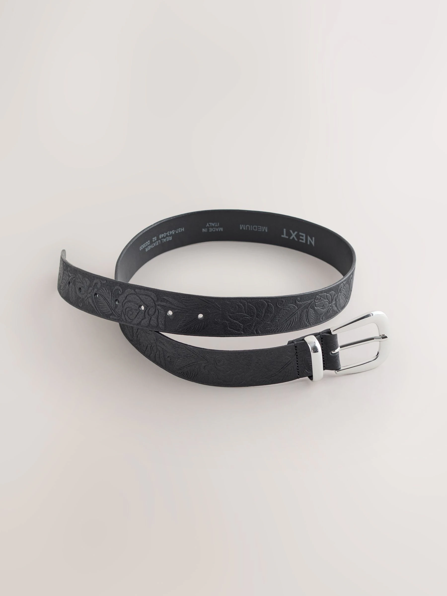 Zwart - Premium Made In Italy Embossed Leather Belt