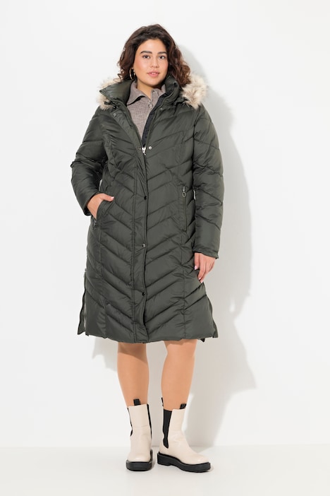Puffer-Mantel, Kapuze abnehmbar, Stehkragen, Zipptaschen