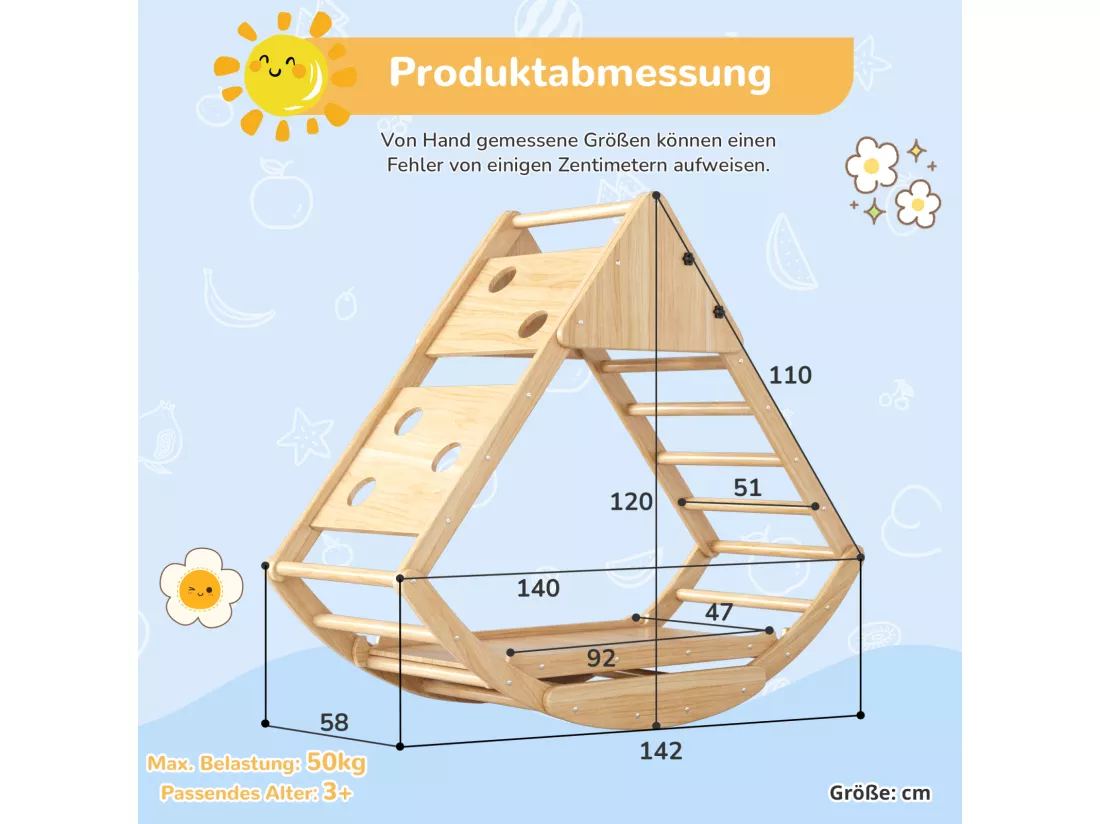Aire de jeu 8 en 1 pour enfant - avec toboggan, module d'escalade, échelle à barreaux, arche d'escalade, balançoire et tente - bois