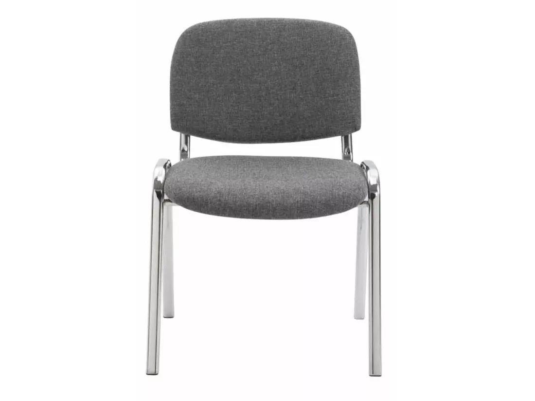Lot de 4 Chaise de conférence - Tissu & Métal chromé - Gris - Ken