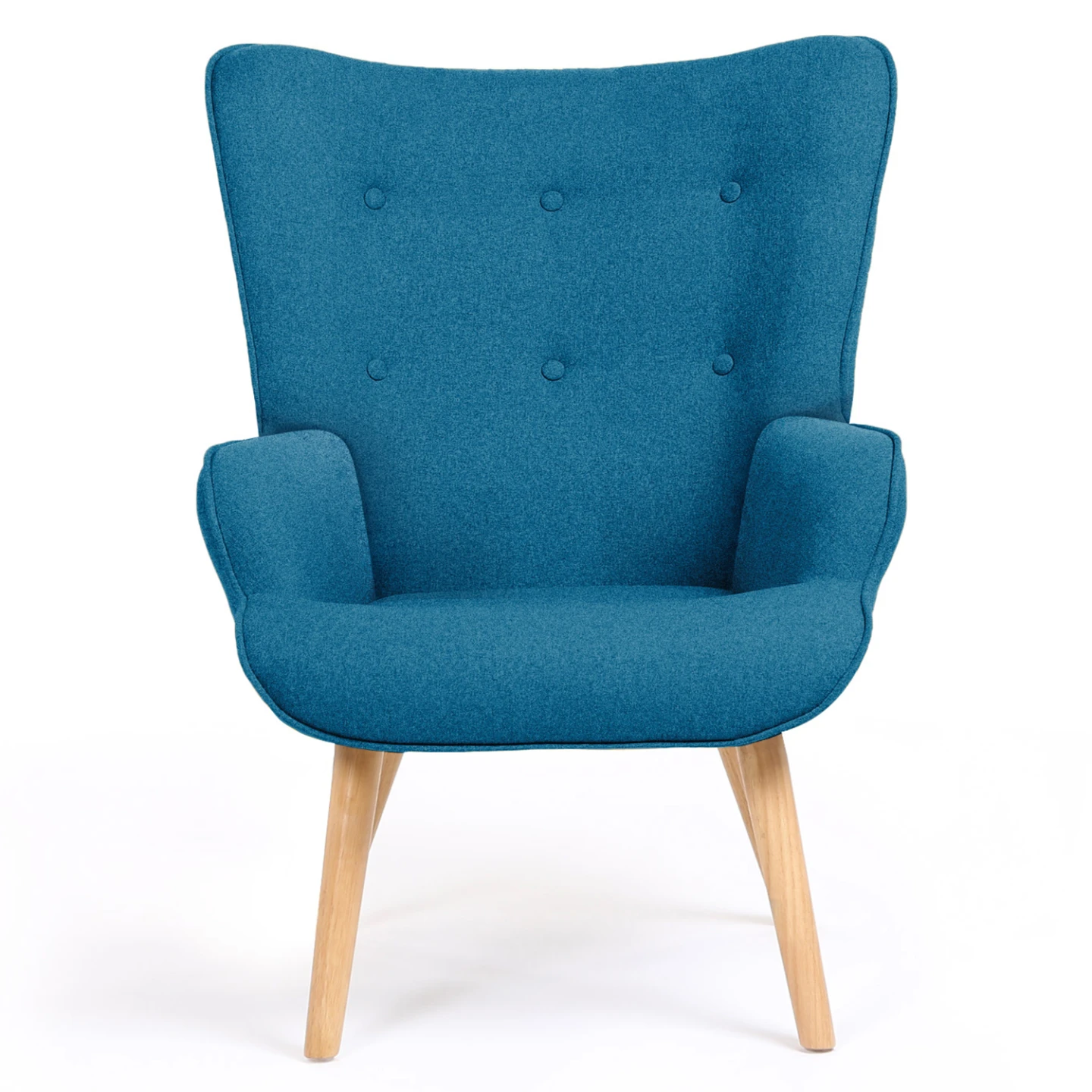 Fauteuil scandinave IVAR avec repose pieds bleu canard