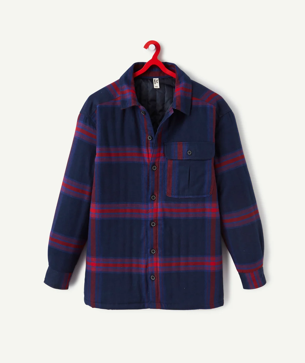 SURCHEMISE BLEUE EN COTON ET À CARREAUX GARÇON