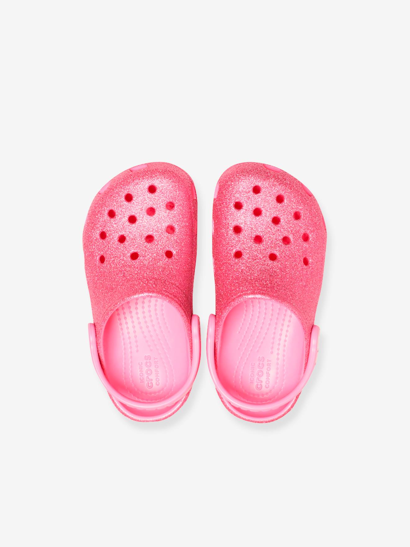 Tamancos infantis Crocs™ Classic Glitter Clog T tamanho médio rosa liso
