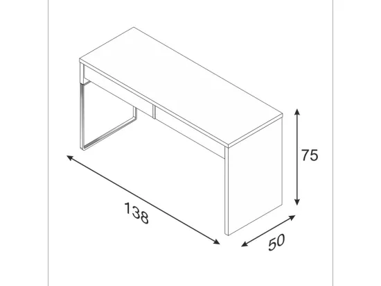 Bureau design piètement reversible 2 tiroirs L138 cm