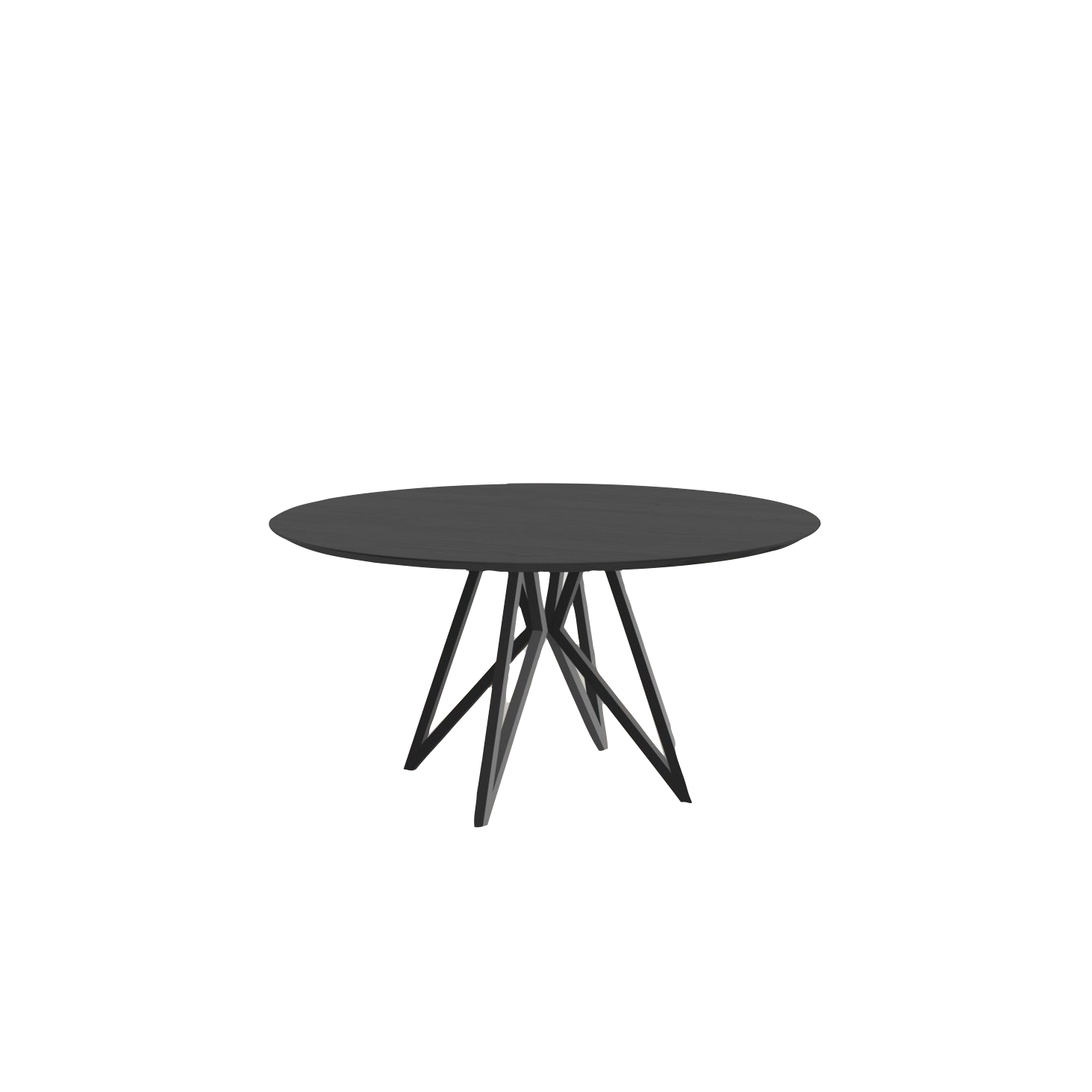 Studio HENK tafel Butterfly Rond Quadpod - zwart frame, zwarte beits ⌀150 | Zwarte Beits | Verjongde Rand | Frame Zwart