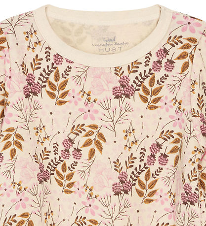 Hust and Claire Bluse - Wolle/Bambus - Abelin - Orchid m. Blume