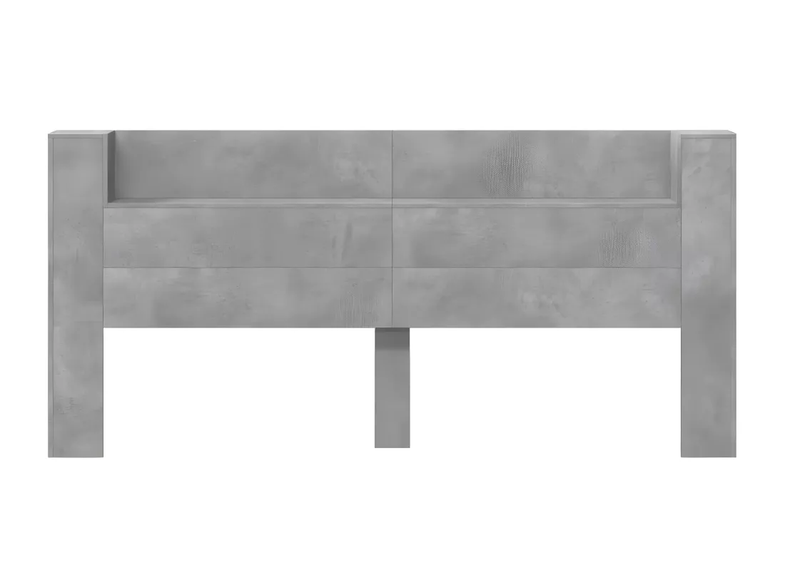 Armoire tête de lit avec LED gris béton 180x16,5x103,5 cm