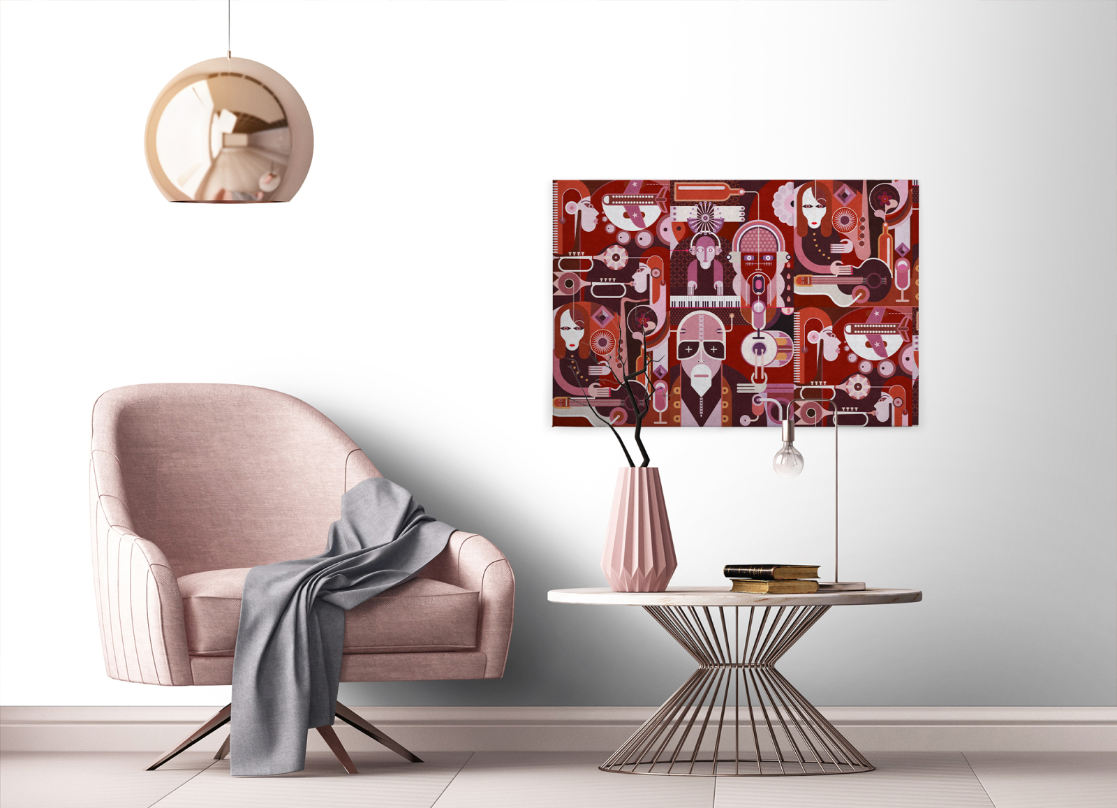 Leinwandbild MUSIK - rot-rosa - 90x60 cm