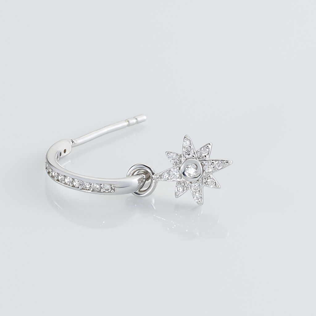 Créole Unitaire Ancelin Rondes Argent Blanc Oxyde De Zirconium