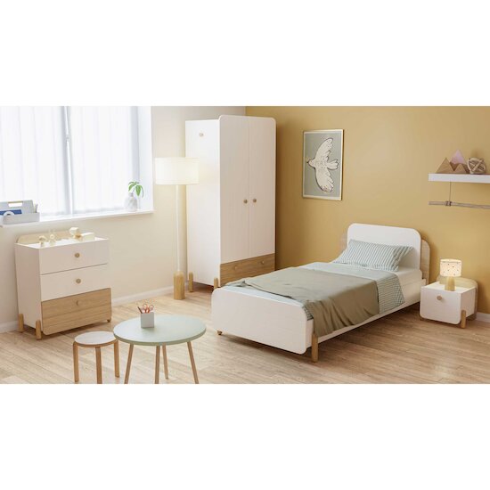 Edaj Armoire 2 portes + 1 Tiroir   Blanc Chêne        de               CBA Meubles