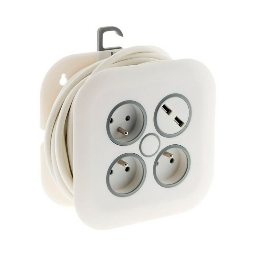 Enrouleur domestique 7m - 3 prises 2p+t 16a + 2x usb