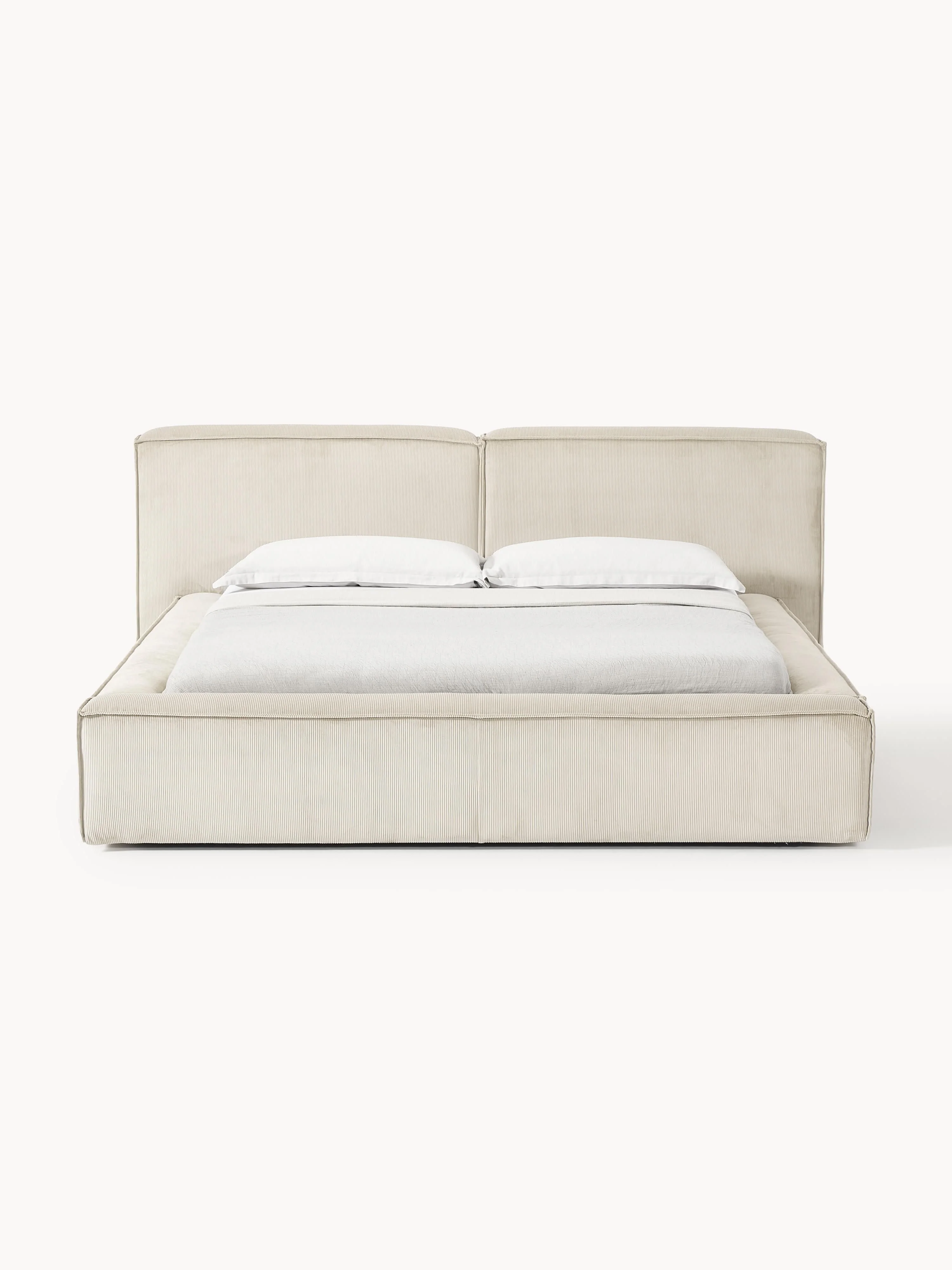 Gestoffeerd bed Lennon van corduroy met opbergfunctie