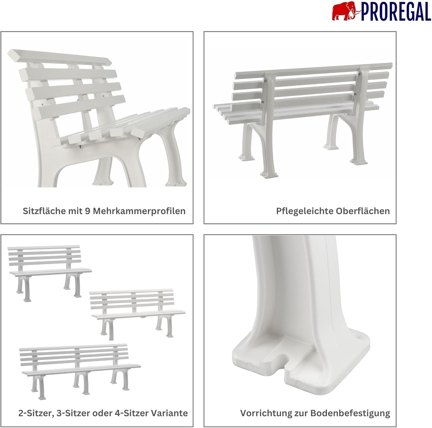 PROREGAL Gartenbank Antigua | 2-Sitzer | Blau | HxBxT 74x120x54cm | Witterungs- & UV-beständiger Kunststoff | Parkbank Sitzbank Außenbereich Garten Balkon Terrasse
