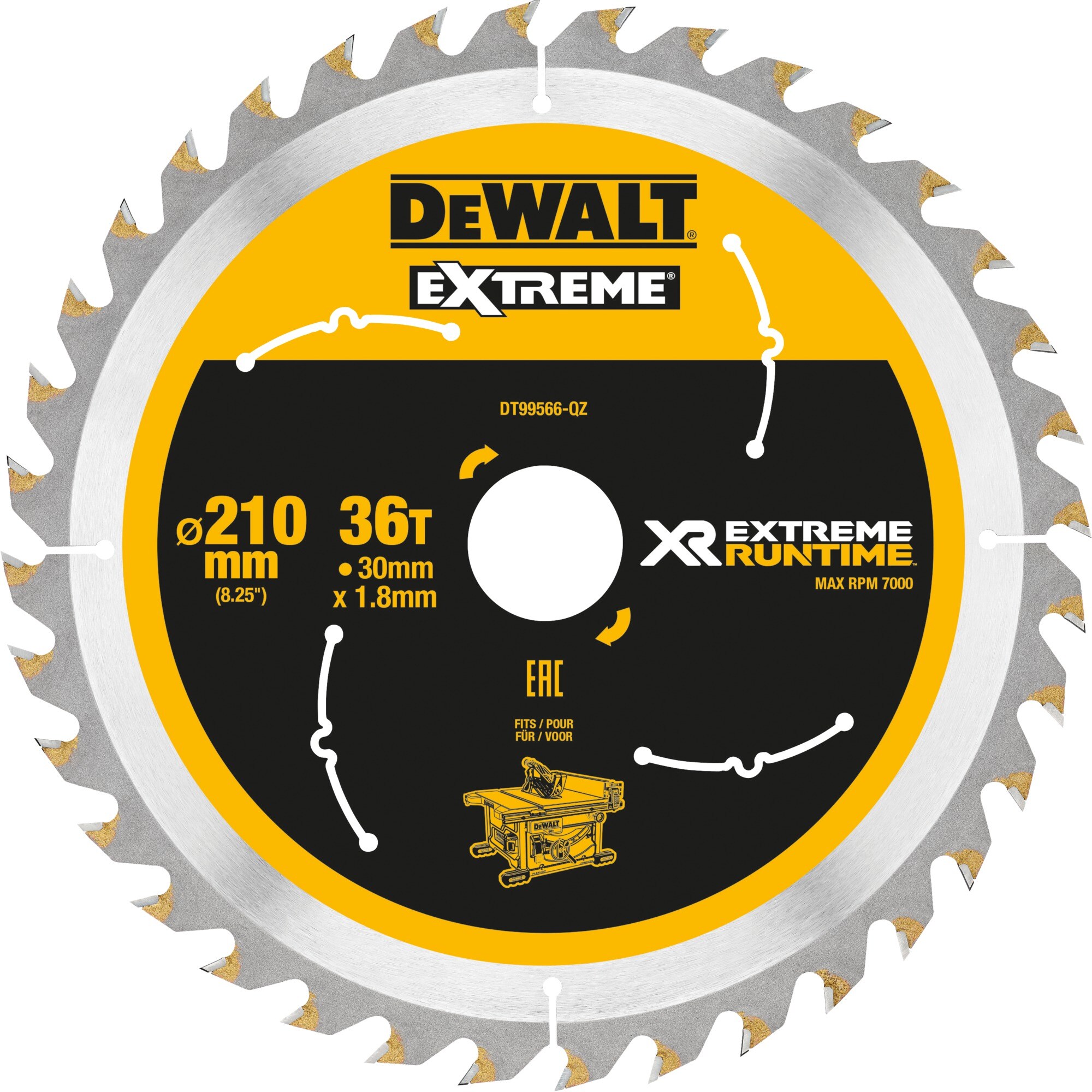 DeWalt Sägeblatt Kreissägeblatt XR EXTREME RUNTIME DT99566, Ø 210mm, 36Z