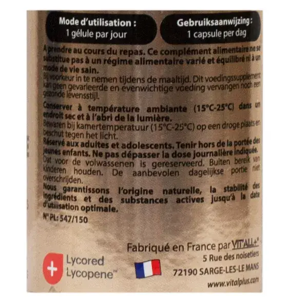 Vit'all+ Licopeno 15mg 60 cápsulas vegetais