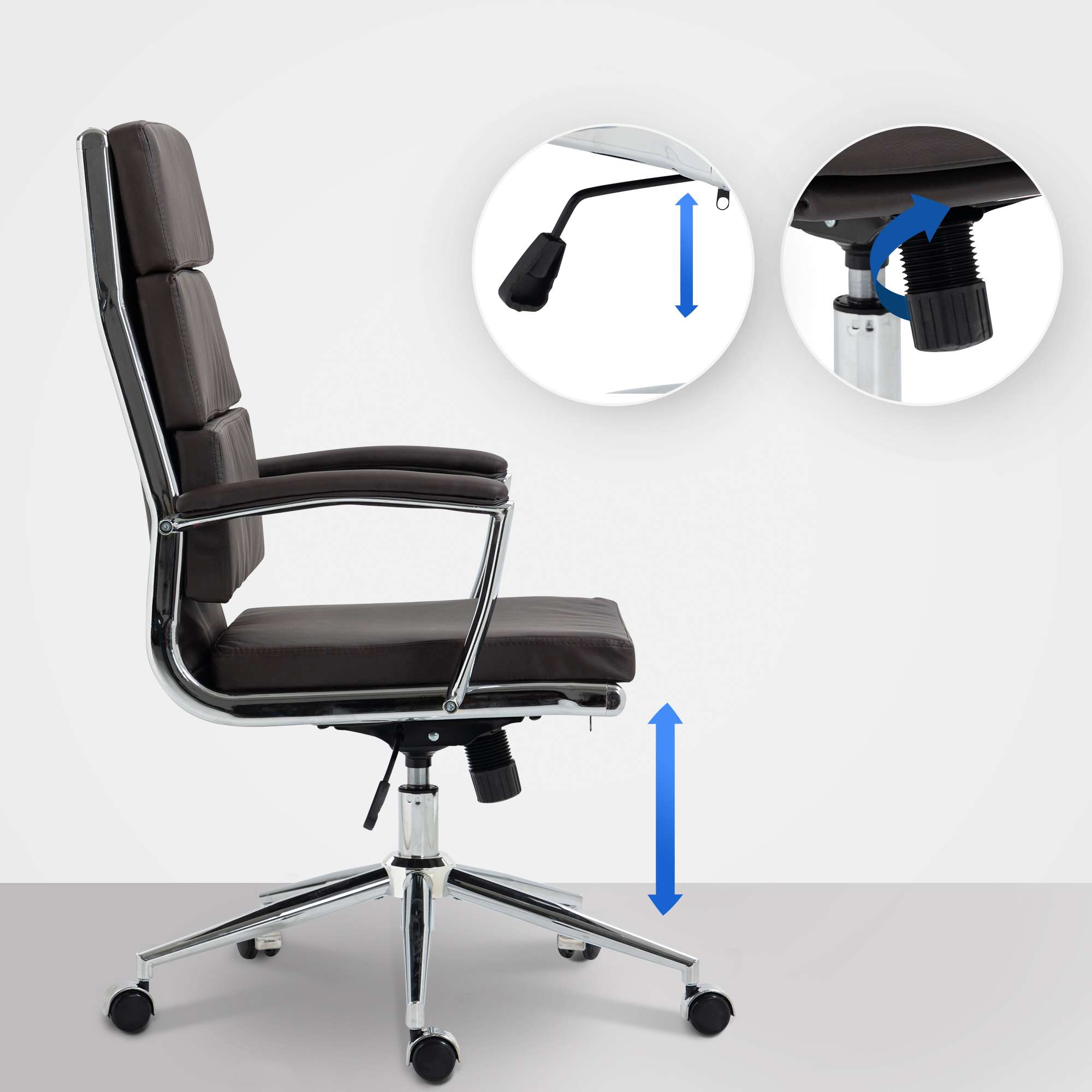 CLP Bürostuhl Cleveland I Ergonomischer Schreibtischstuhl I Höhenverstellbar mit Wippfunktion I Chefsessel mit Armlehnen