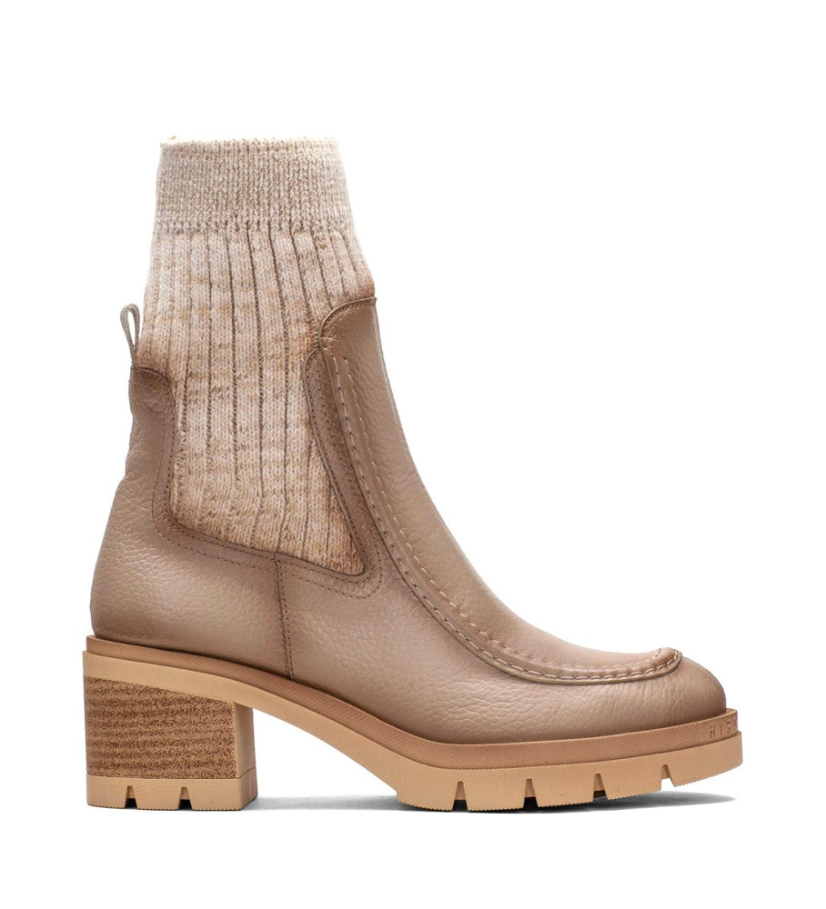 Botas de cano curto Hispanitas Ingrid em couro bege - Salto de 6 cm -
