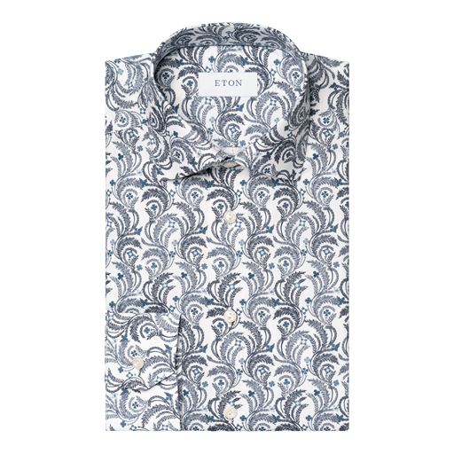 Eton Floral Signature Twill Slim Skjorte, Light Blue, 44