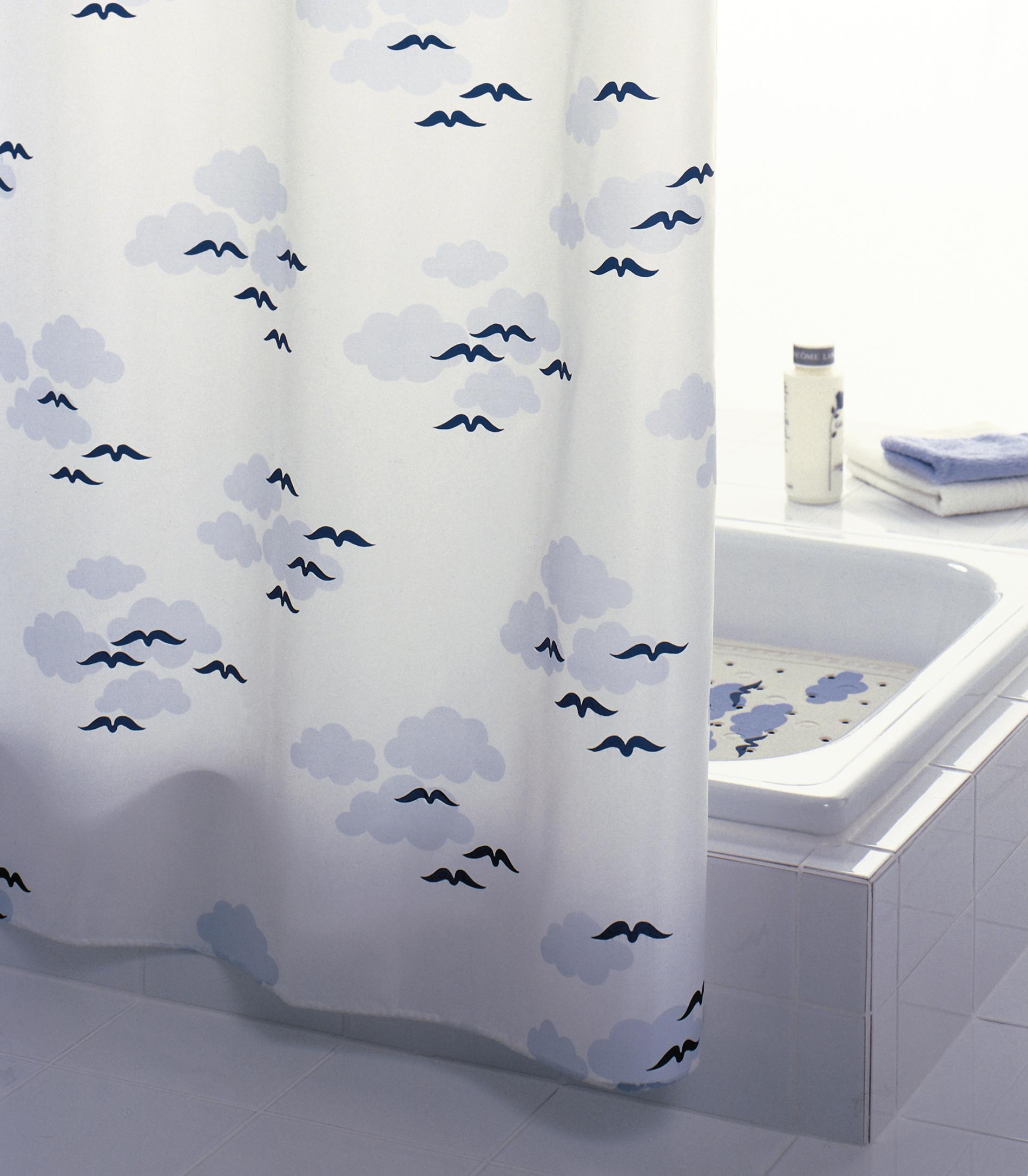 Duschvorhang Textil Helgoland inkl. Ringe blau 120x200 cm