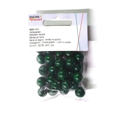 Knorr Prandell Holzperlen 12mm, moosgrün, 30 Stück