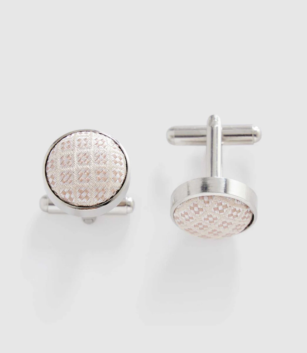 Boutons de manchette métal beige 