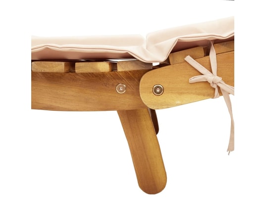 VIDAXL - Bain de soleil Chaise longue avec coussin beige bois d'acacia solide