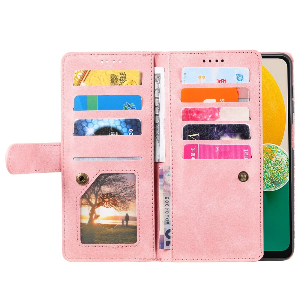 Samsung Galaxy S23 5G Leder Tasche Flip Cover mit Reissverschluss - Rosa / Roségold