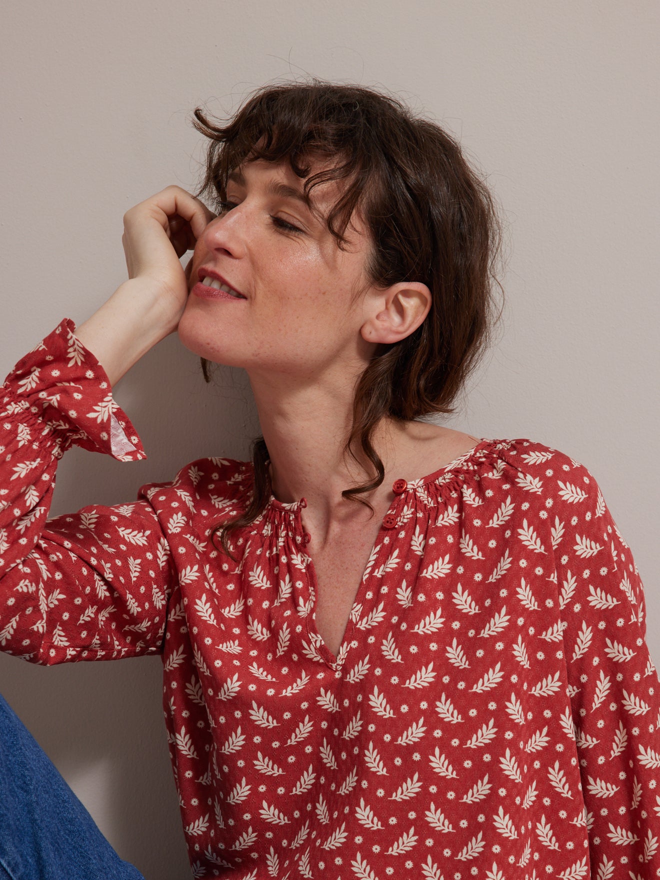Blouse femme en viscose dobby imprimé Rebecca